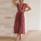 Kendall | V-Neck Maxi Dress with Pleats