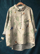 Eleni | Boughs and Robin Birds Pattern Printed Women's Casual Shirt