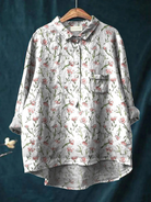 Natalia | Pink Spring Floral Repeat Pattern Printed Women's Casual Shirt