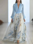 Taylor | Stunning Floral Print V-Neck Maxi Dress Dress