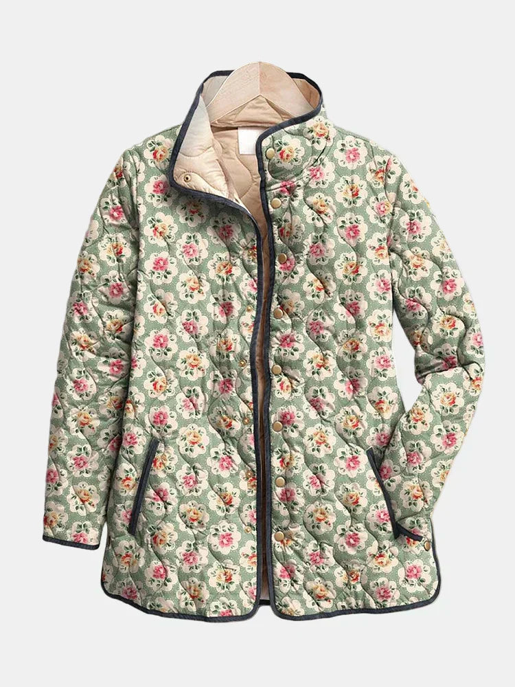 Vasilisa | Vintage Floral Art Print Quilted Jacket