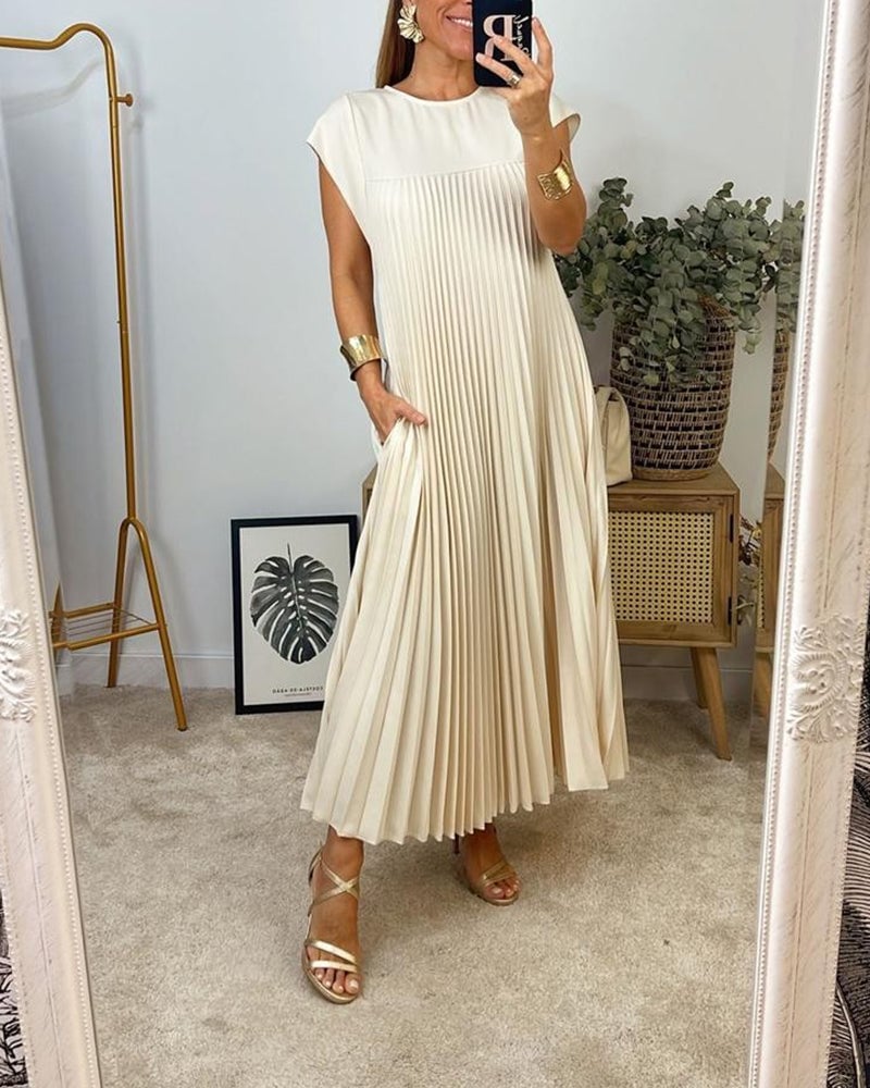 Prudence | Elegant Spliced Pleated Maxi Dress