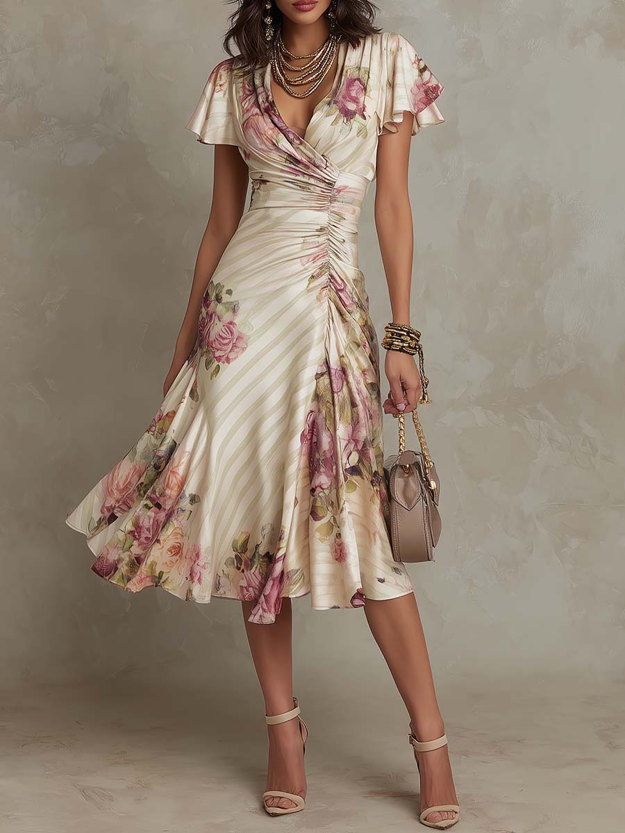 Vivienne | Floral Wrap Midi Dress