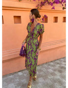 Sloane | Boho V-Neck Floral Pleated Dress