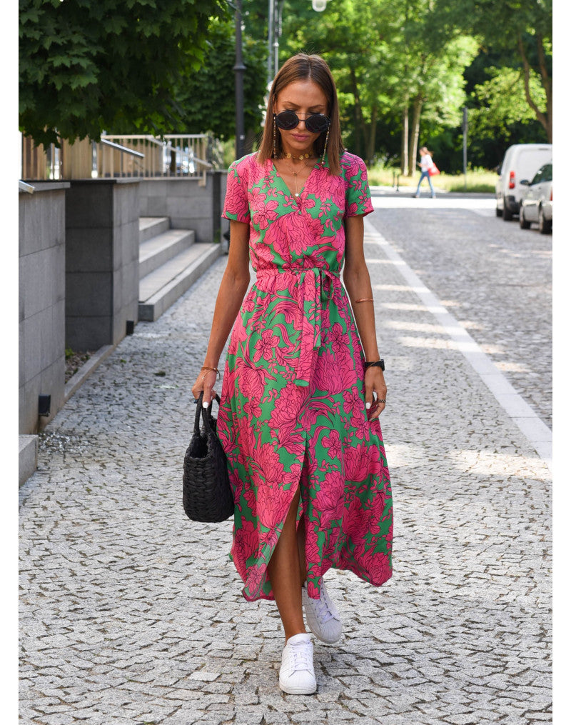 Leeza | Stylish V-Neck Floral Dress