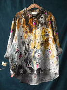 Tahlia | Artistic Dog Portrait Print Women's Casual Blouse