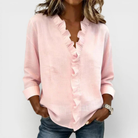 Janel | Blouse with Ruffles, V-Neck and Long Sleeves