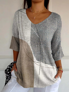 Olya | Abstract Geometric Pattern Art Print Casual Knit Pullover