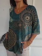 Opal | Vintage Circle Totem Abstract Geometry Casual Pullover Knit