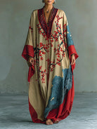 Blake | Red Plum Blossom Maxi Dress with Batwing Sleeves and Print