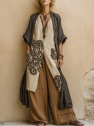 Margaret | Dark Gray & Brown Tribal Print Three-Piece Set