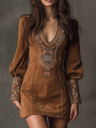 Dora | Short Dress with Suede Effect