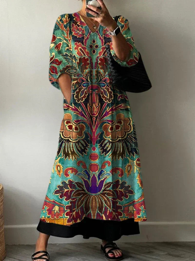 Damiana | Elegant Dress with Carolina Print