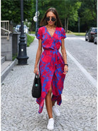 Miriam | Sunset Stroll V-Neck Slit Print Dress