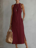 Zaya | Sleeveless Lace Detail Midi Dress