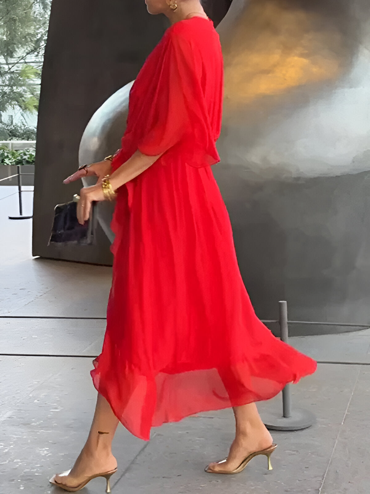 Tisha | Chiffon Dress with V-Neck